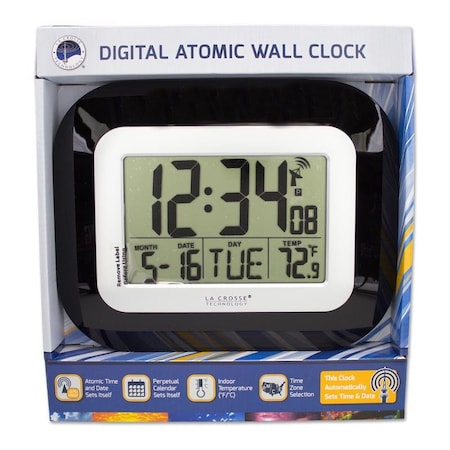 La Crosse Technology La Crosse Technology 8.95 in. L X 1.2 in. W Indoor Contemporary Digital Atomic Wall Clock Plastic Bl WT-8005U-B